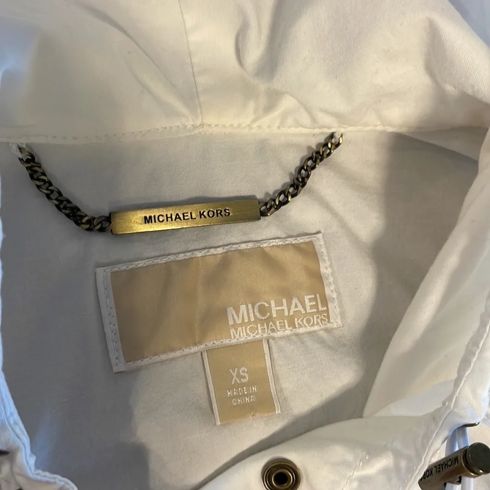Michael Kors woman’s spring summer white 100% cotton jacket lightweight hood XS